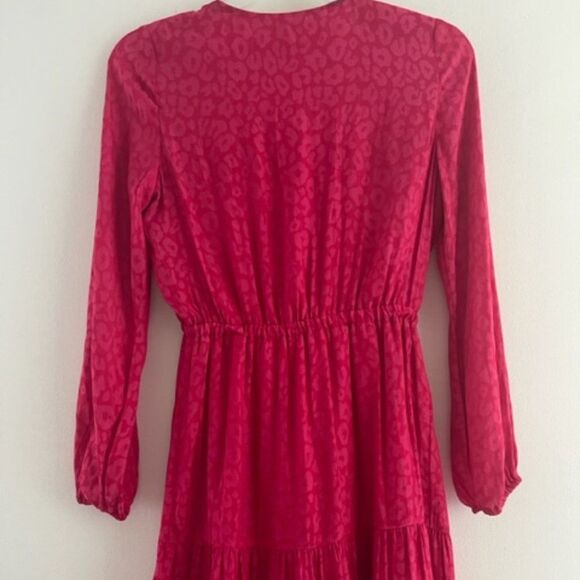 Bar III Dress Women Long Sleeve Midi Barbiecore Tie Knot Front Sexy Deep V Neck - Picture 4 of 13